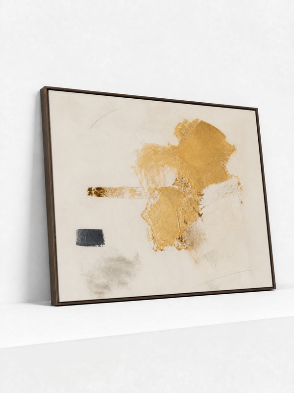 Material Cluster Wooden Framed | Gold Abstract Wall Art