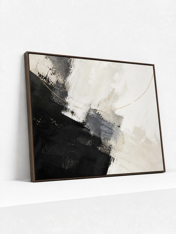 Counterlines Wooden Framed | Gold Abstract Wall Art