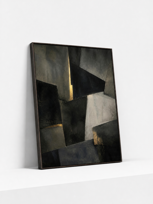 Nocturnal Architecture Wooden Framed | Gold Abstract Wall Art