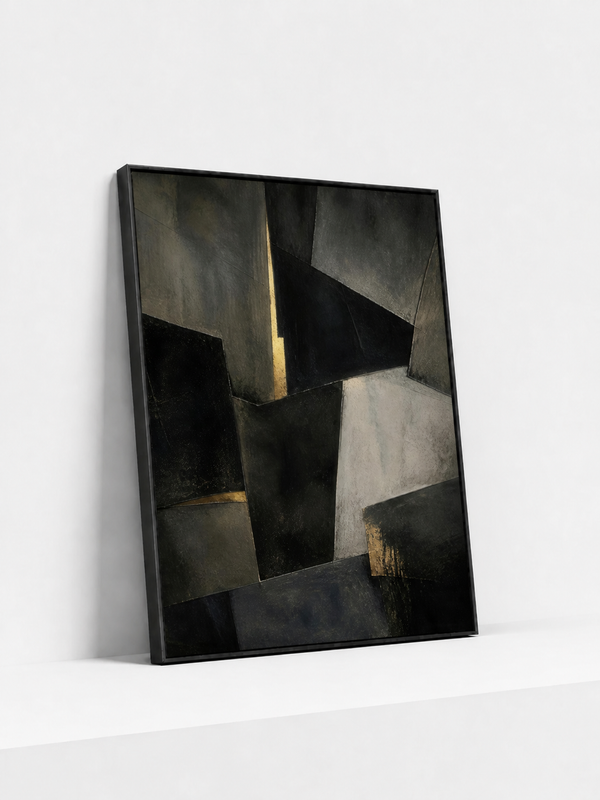 Nocturnal Architecture Metal Framed | Gold Abstract Wall Art