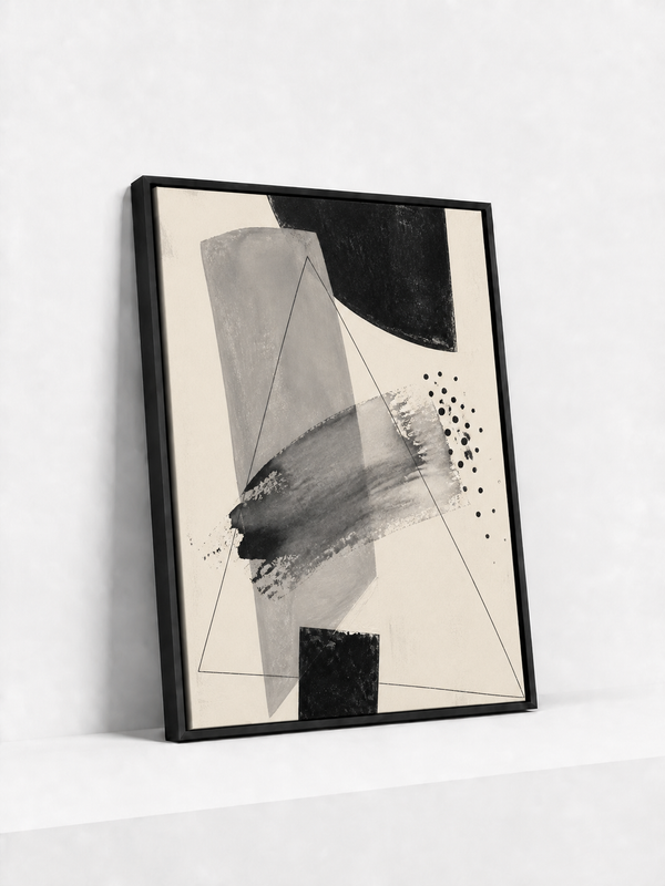 Geometry Wash Framed Canvas | Black and White Abstract Wall Art