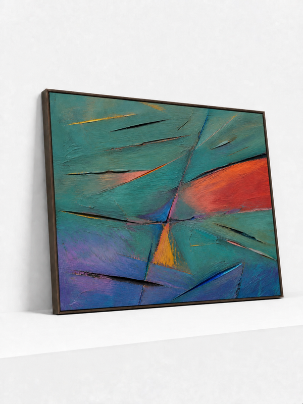 Open Fracture Wooden Framed | Colorful Abstract Wall Art