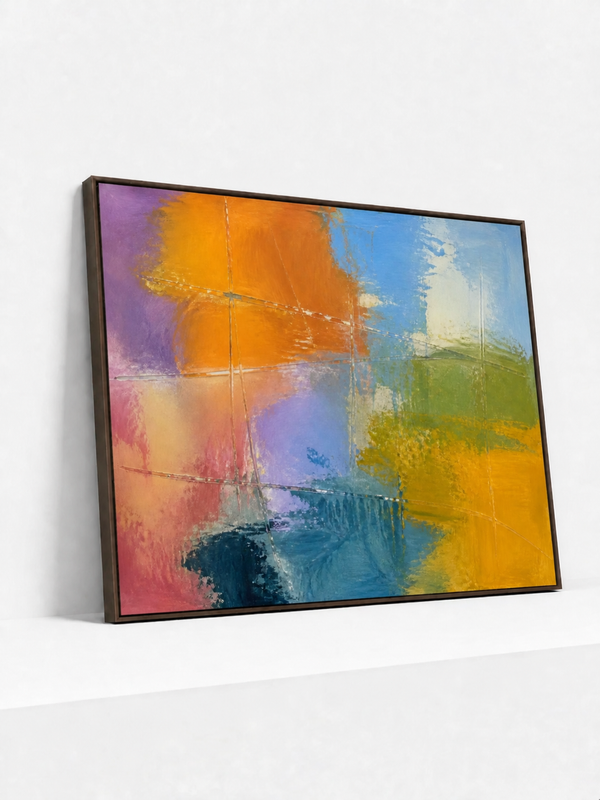 Wet Light Wooden Framed | Colorful Abstract Wall Art