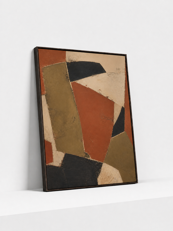 Earthen Measure Wooden Framed | Geometric Abstract Wall Art