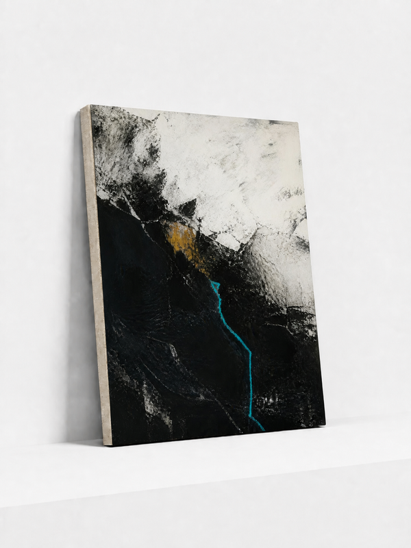 Blue Fault Canvas | Black and White Abstract Wall Art