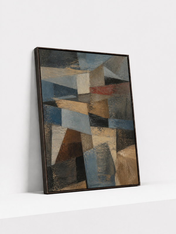 Divided Land Wooden Framed | Geometric Abstract Wall Art