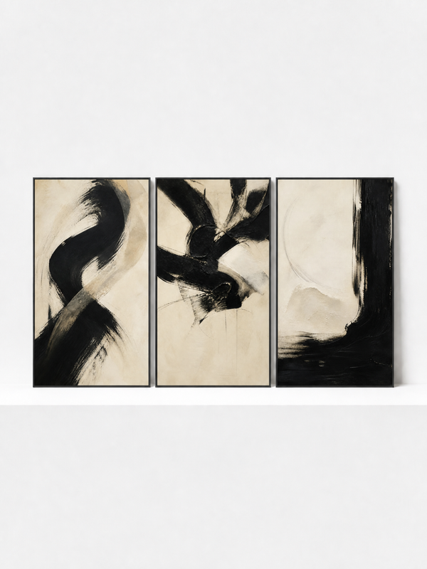 Ribbon Measure I (Left Panel) Metal Framed | 3 Piece Abstract Wall Art