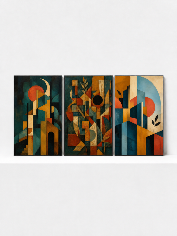 Chromatic Structure III (Right Panel) Metal Framed | 3 Piece Abstract Wall Art