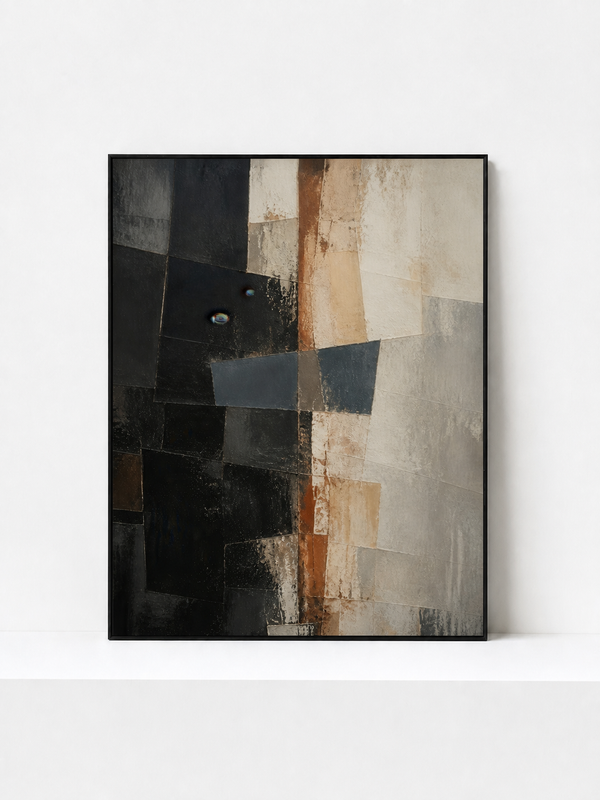 Divided Wall Metal Framed | Grey Abstract Wall Art