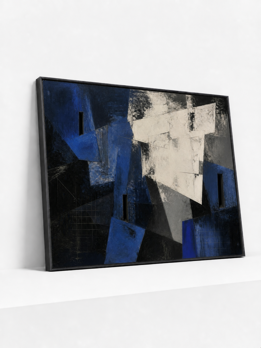 Cobalt Construct Metal Framed | Blue Abstract Wall Art