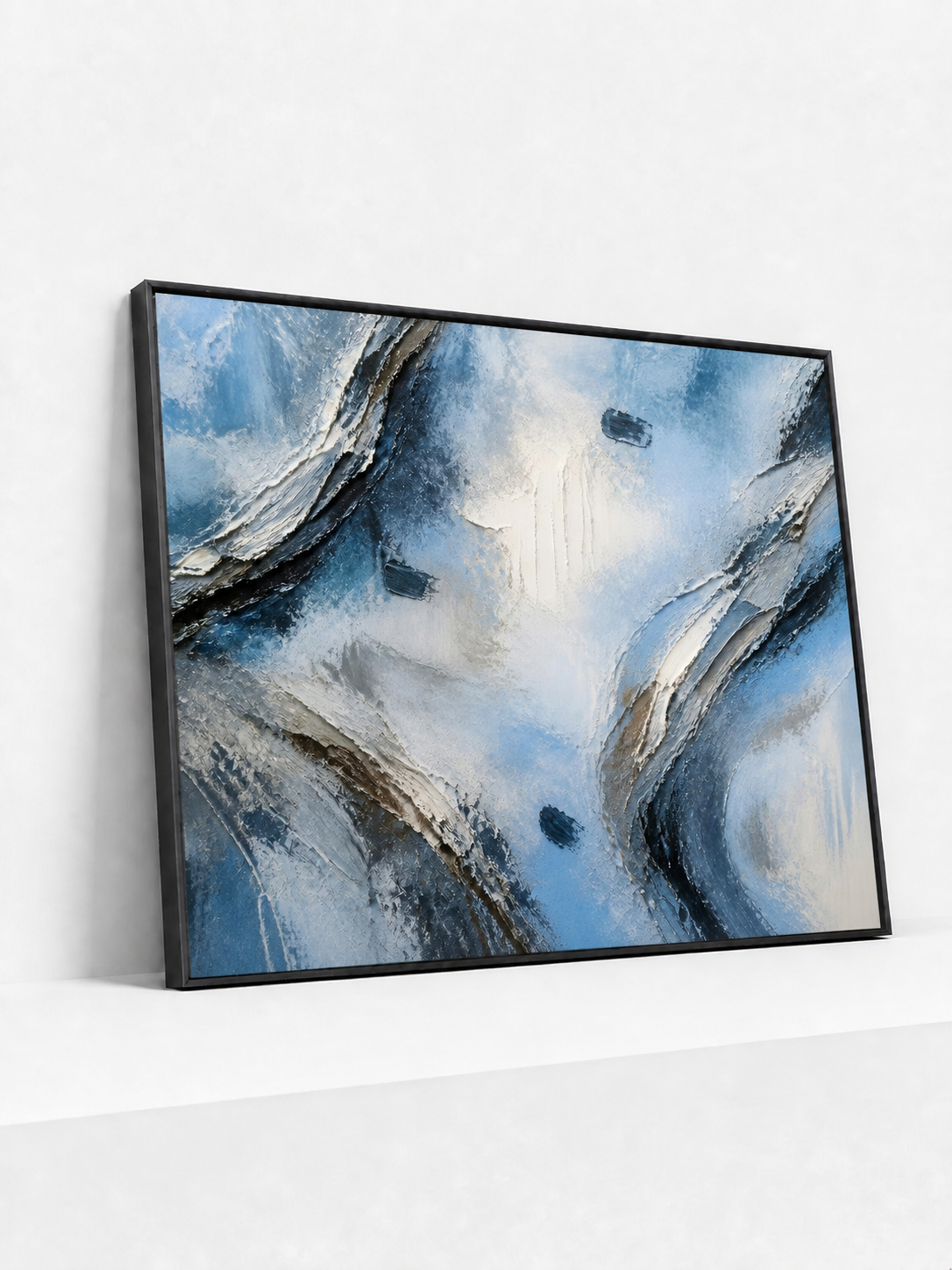 Atmospheric Shelf Metal Framed | Blue Abstract Wall Art