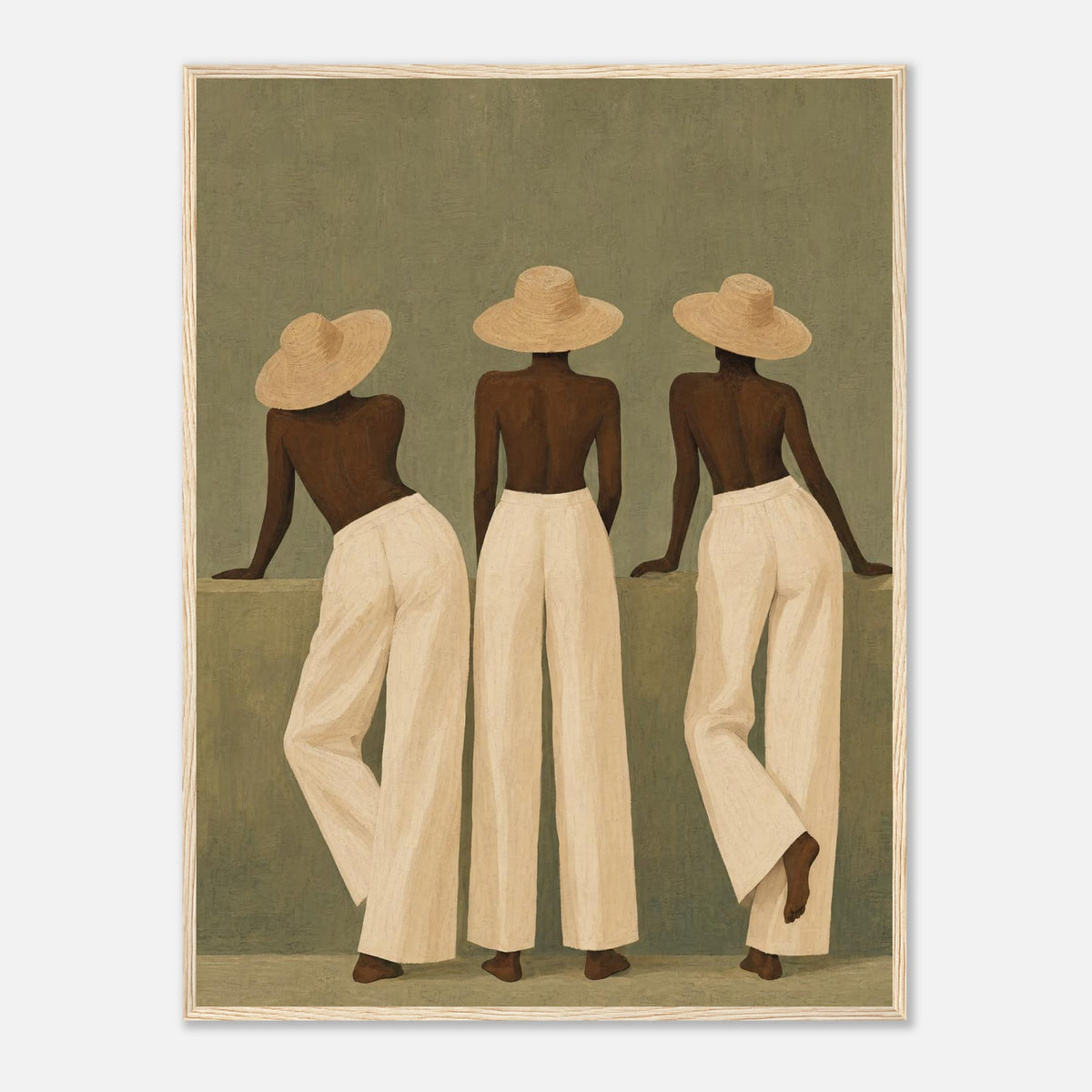 Three Straw Hats | Souls Premium Wooden Framed - 60x80 cm / 24x32″ / Wood