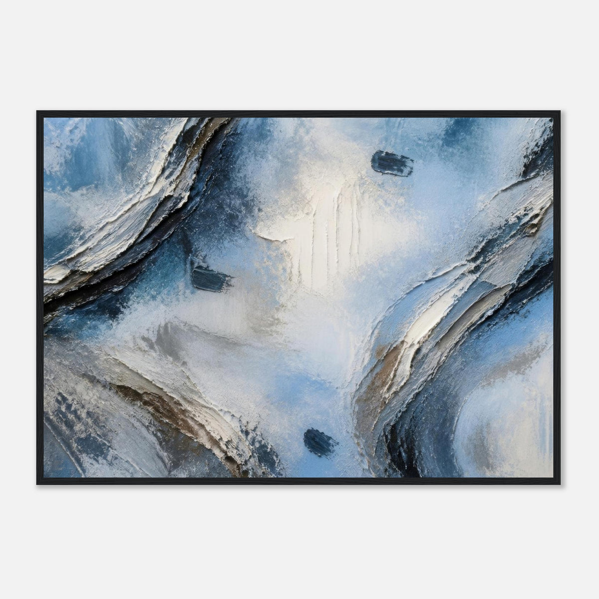 Atmospheric Shelf, blue wall art, A1 (59.4 x 84.1 cm) in a black frame