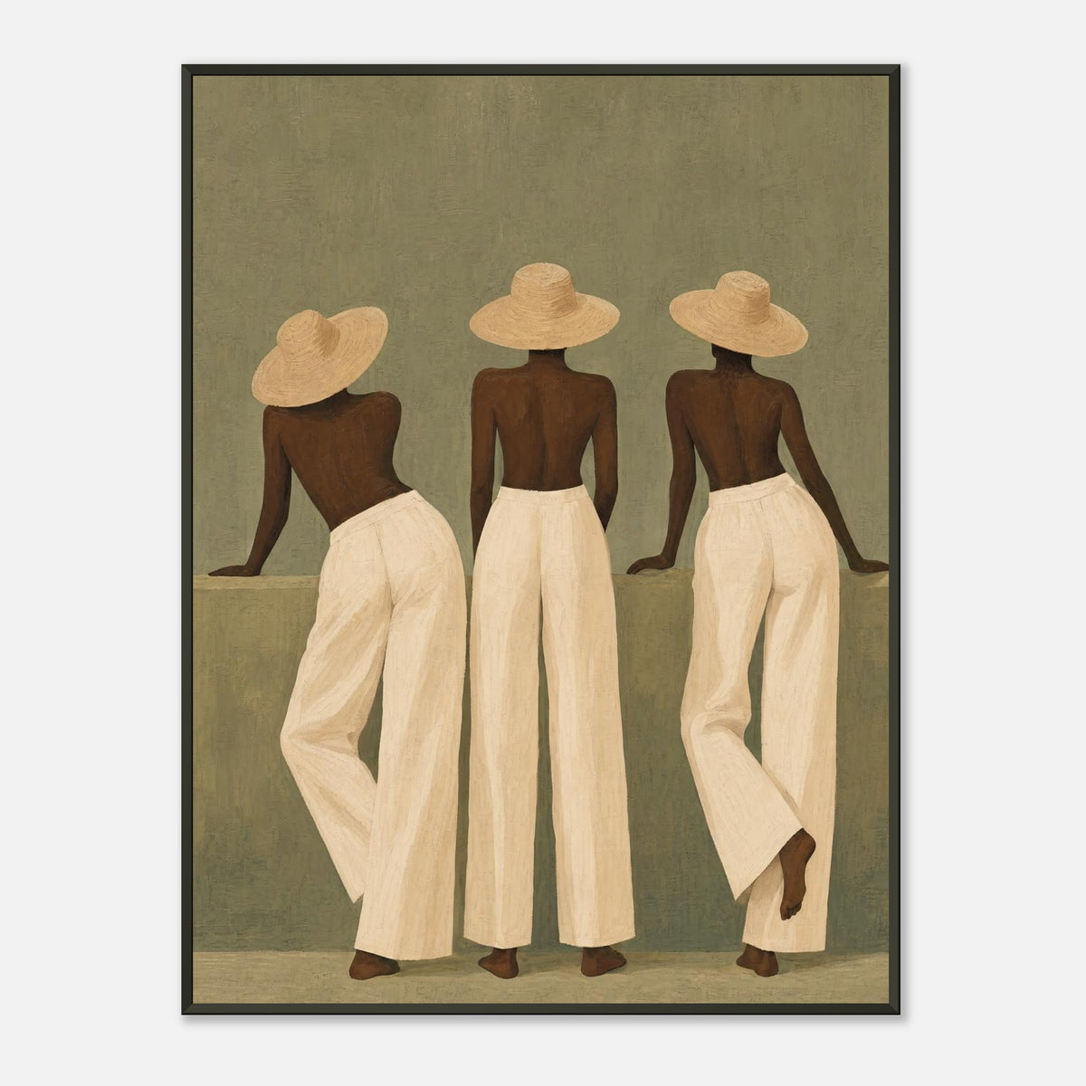 Three Straw Hats | Souls Premium Metal Framed - 60x80 cm / 24x32″