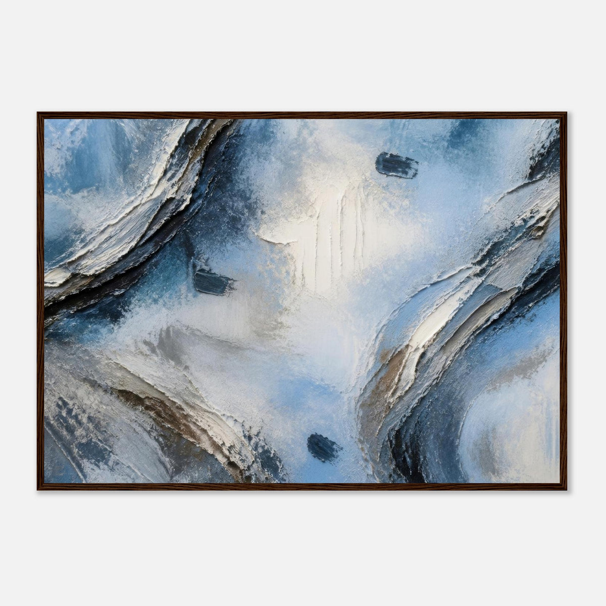Atmospheric Shelf, blue wall art, A1 (59.4 x 84.1 cm) in a dark wood frame