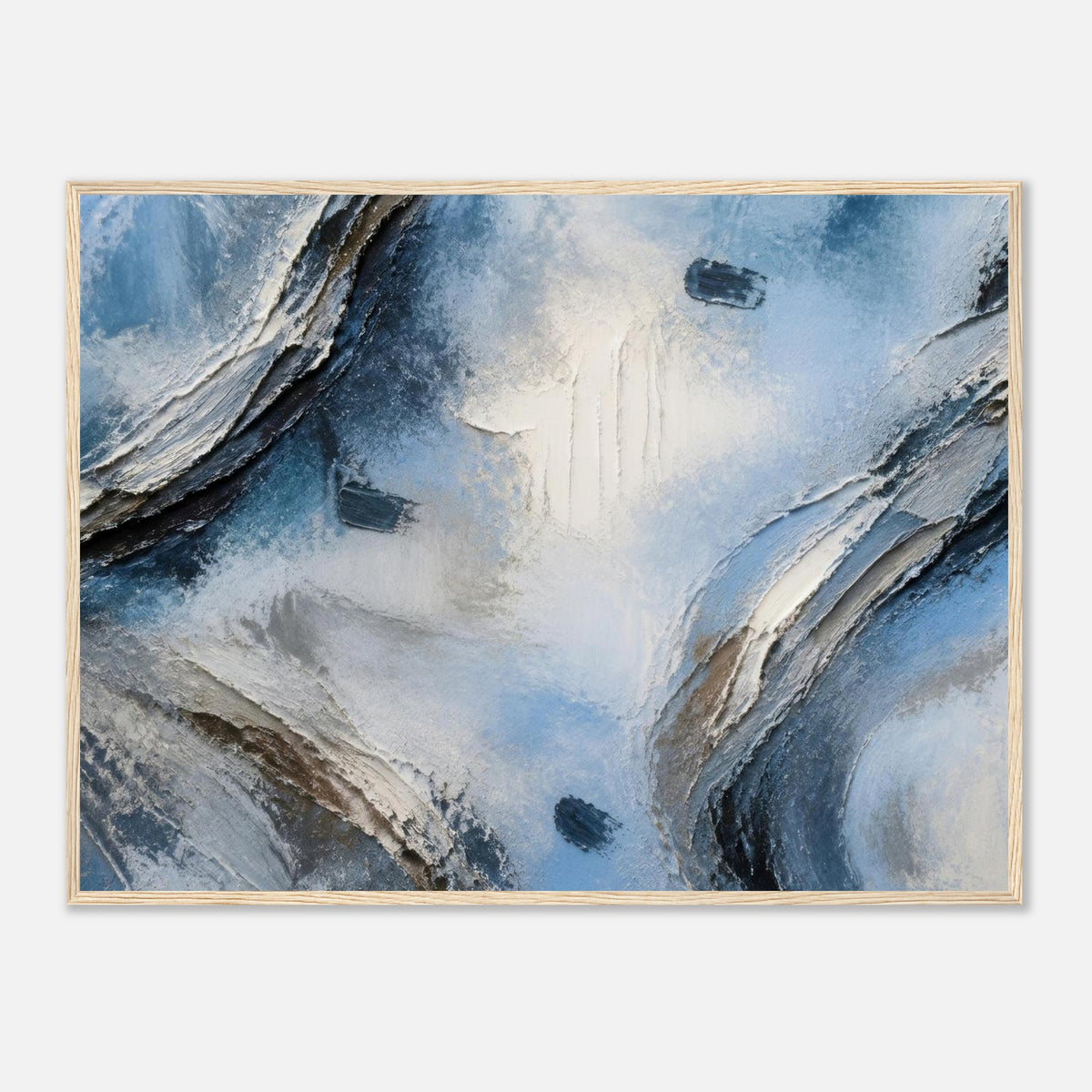 Atmospheric Shelf, blue wall art, 60x80 cm in a wood frame