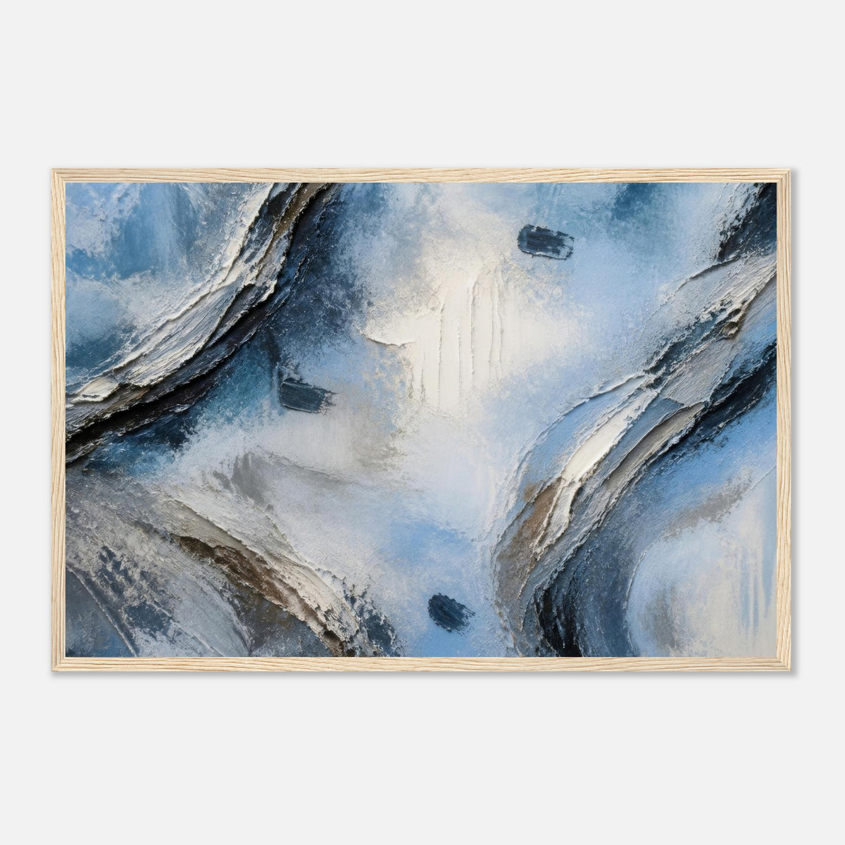 Atmospheric Shelf, blue wall art, 40x60 cm in a wood frame